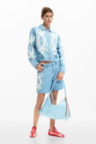 Bestickte Denim-Bermudas