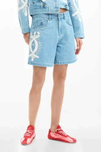 Bestickte Denim-Bermudas