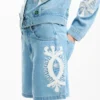 Bestickte Denim-Bermudas Bestickte Denim-Bermudas