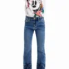 Bestickte lange Flare-Jeans Bestickte lange Flare-Jeans