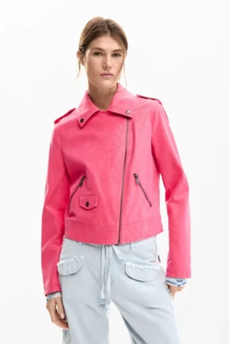 Bikerjacke in Lederoptik