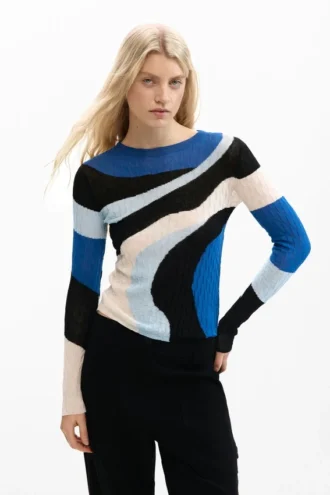 Blauer Strickpullover