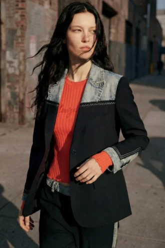 Blazer aus zwei Materialien