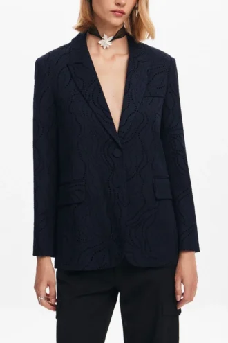 Blazer mit Blumenstickerei