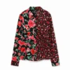 Blumiges Hemd mit Raffungen