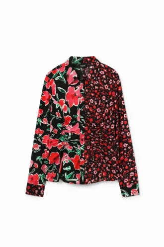 Blumiges Hemd mit Raffungen