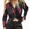 Bluse mit pixelartigem Blumenmuster