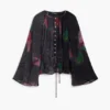 Bluse mit pixelartigem Blumenmuster
