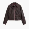 Burgunderrote Kunstleder-Jacke Burgunderrote Kunstleder-Jacke