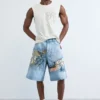 Denim-Bermudas mit Aufnähern Denim-Bermudas mit Aufnähern