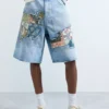 Denim-Bermudas mit Aufnähern Denim-Bermudas mit Aufnähern