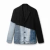 Denim-Blazer aus zwei Materialien Denim-Blazer aus zwei Materialien