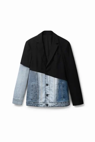 Denim-Blazer aus zwei Materialien