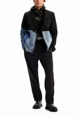 Denim-Blazer aus zwei Materialien