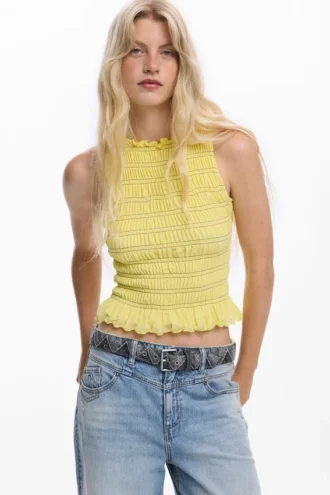 Denim-Gürtel mit Zickzackmuster