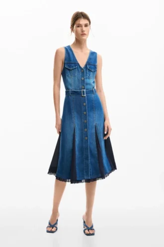 Denim-Midi-Kleid