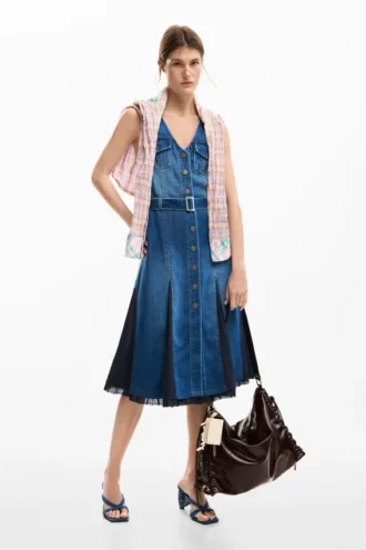 Denim-Midi-Kleid