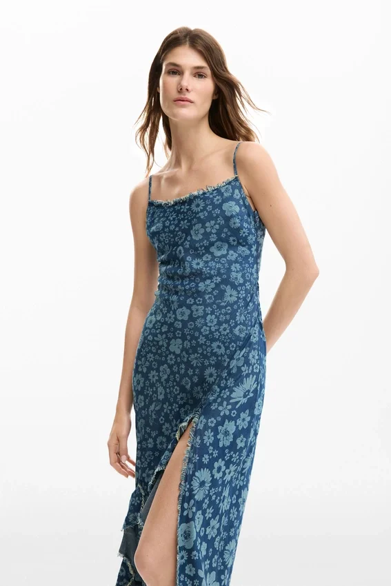 Denim-Rüschen-Kleid Denim-Rüschen-Kleid