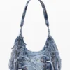 Denim-Tasche mit Schnallen