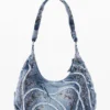 Denim-Tasche mit Schnallen
