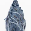 Denim-Tasche mit Schnallen