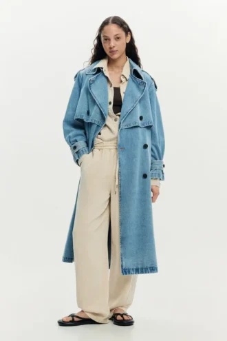 Denim-Trenchcoat mit Gürtel