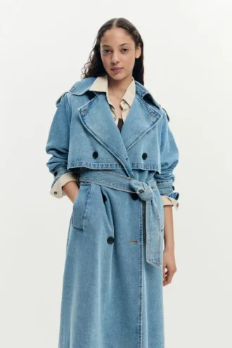 Denim-Trenchcoat mit Gürtel