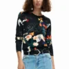 Dünner Pullover mit Pflanzenmotiv Dünner Pullover mit Pflanzenmotiv
