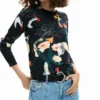 Dünner Pullover mit Pflanzenmotiv Dünner Pullover mit Pflanzenmotiv