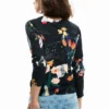 Dünner Pullover mit Pflanzenmotiv Dünner Pullover mit Pflanzenmotiv