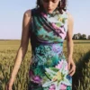 Drapiertes Blumenkleid Drapiertes Blumenkleid