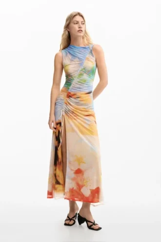 Drapiertes langes Kleid