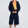 Einfarbige Strick-Bermuda-Shorts