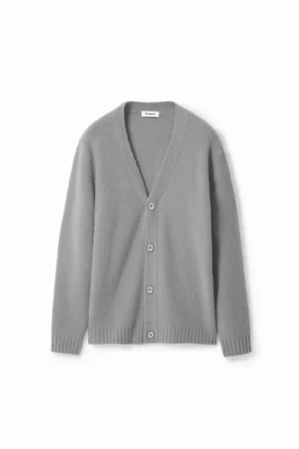 Einfarbige, strukturierte Strickjacke