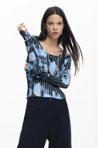 Feiner Pullover mit floraler Textur