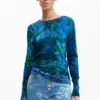 Feiner Pullover mit Gartenblumenmuster Feiner Pullover mit Gartenblumenmuster