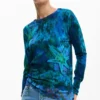 Feiner Pullover mit Gartenblumenmuster Feiner Pullover mit Gartenblumenmuster
