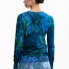 Feiner Pullover mit Gartenblumenmuster Feiner Pullover mit Gartenblumenmuster