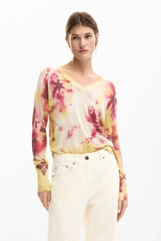 Feinstrick-Pullover mit Blumenmuster