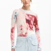 Feinstrick-Pullover mit Collage-Print