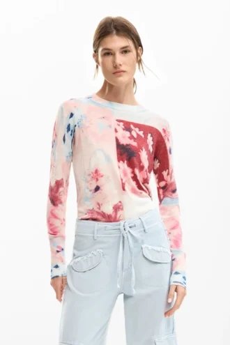 Feinstrick-Pullover mit Collage-Print Feinstrick-Pullover mit Collage-Print