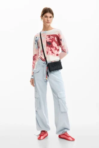 Feinstrick-Pullover mit Collage-Print Feinstrick-Pullover mit Collage-Print