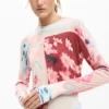 Feinstrick-Pullover mit Collage-Print