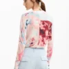 Feinstrick-Pullover mit Collage-Print