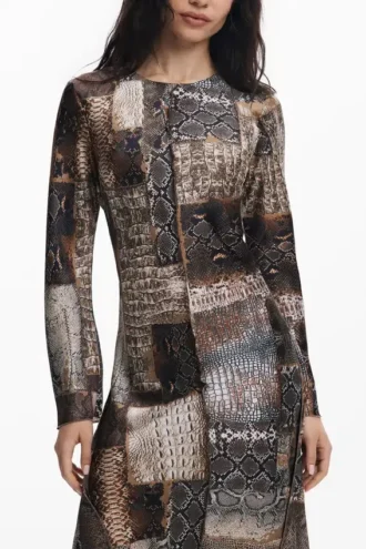Fließendes Kleid mit Animal-Print Fließendes Kleid mit Animal-Print