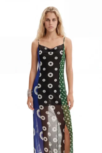 Geometrisches Midi-Slip-Kleid