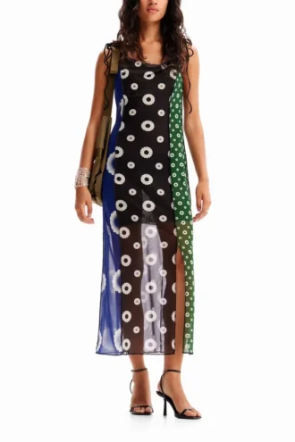 Geometrisches Midi-Slip-Kleid
