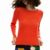 Geripptes T-Shirt mit Logo