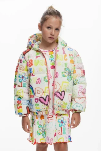 Gesteppte Jacke mit Schriftzug