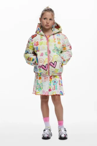 Gesteppte Jacke mit Schriftzug